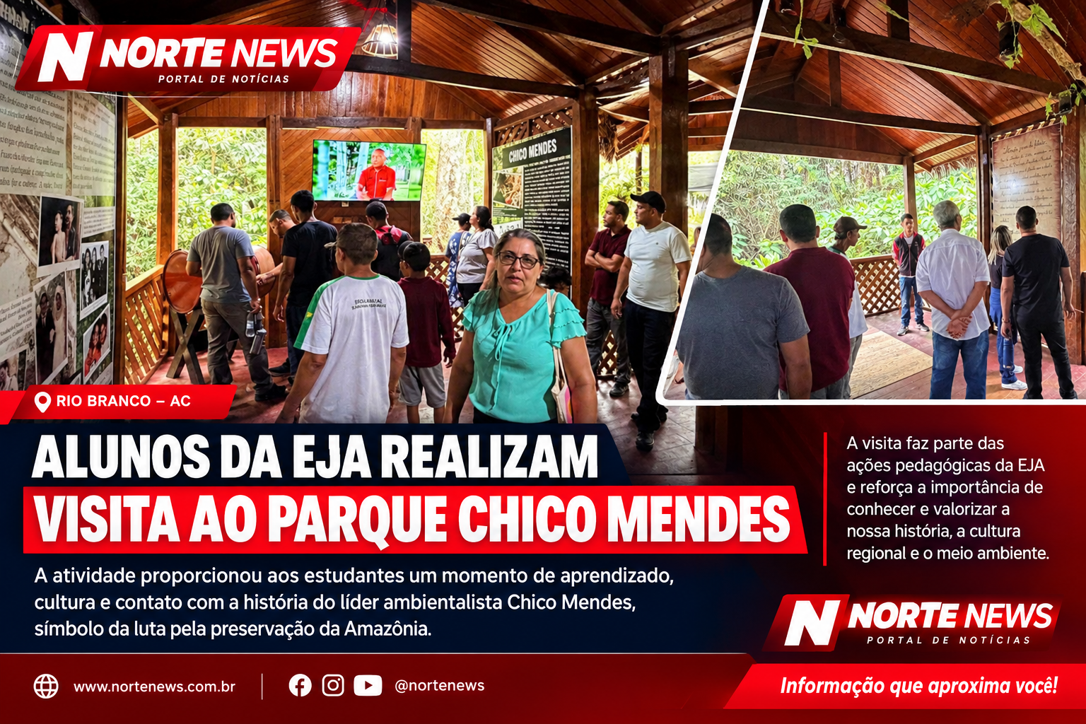 Alunos da Eja da Escola Elzira Angélica visitam Parque Chico Mendes