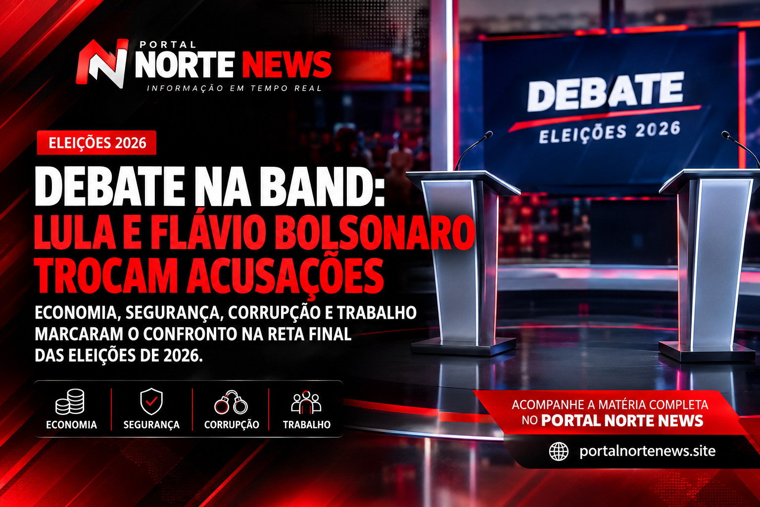 Debate na Band: Lula e Flávio Bolsonaro trocam acusações e discutem economia, segurança e corrupção